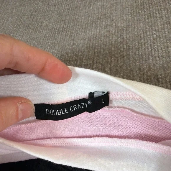 Pink and White Long Sleeve Crop Top 1295 - Picture 3 of 3